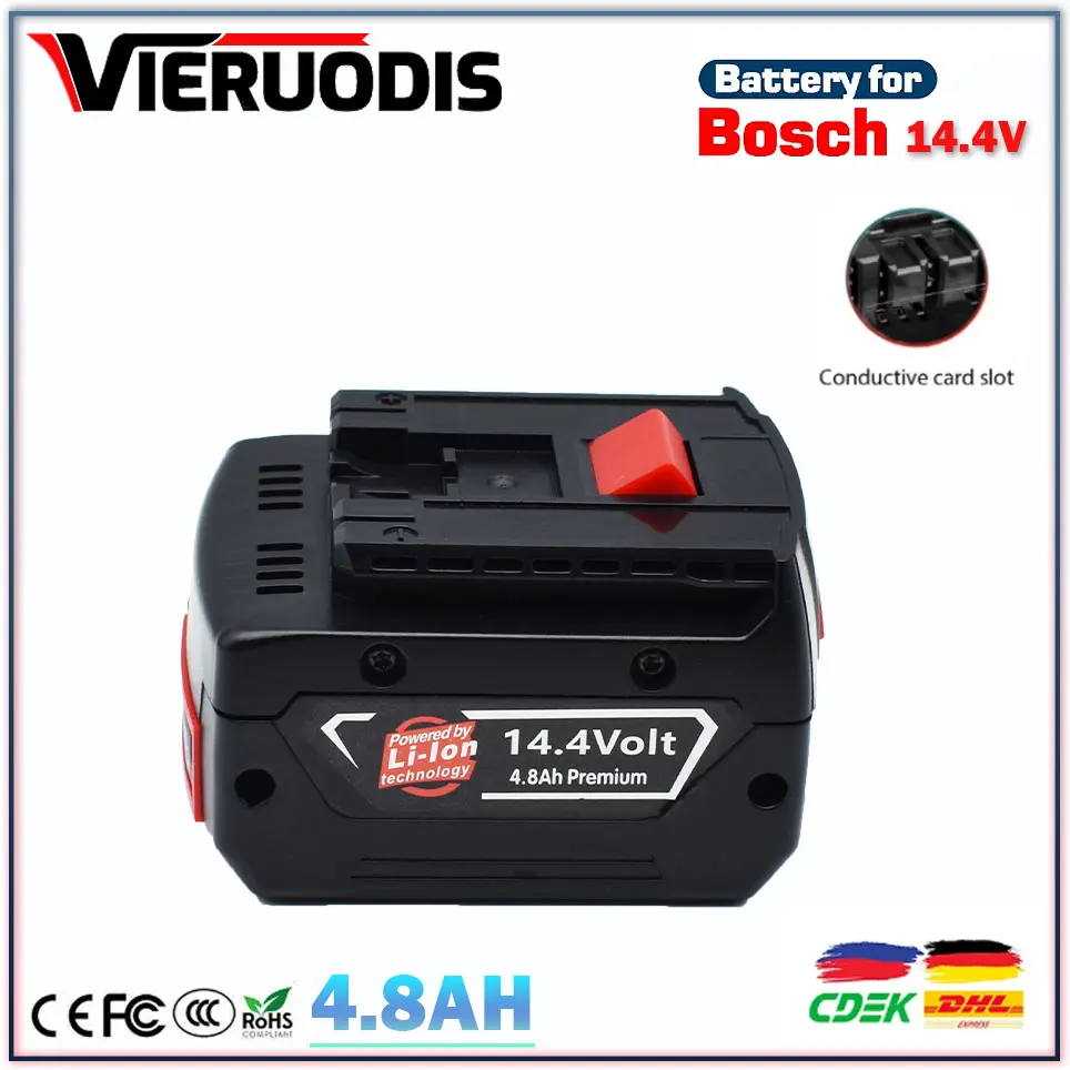 

For BOSCH 14.4V 4800mAH Rechargeable Li-ion Battery Cell Pack for BOSCH Cordless Electric Drill Screwdriver BAT607G BAT614G