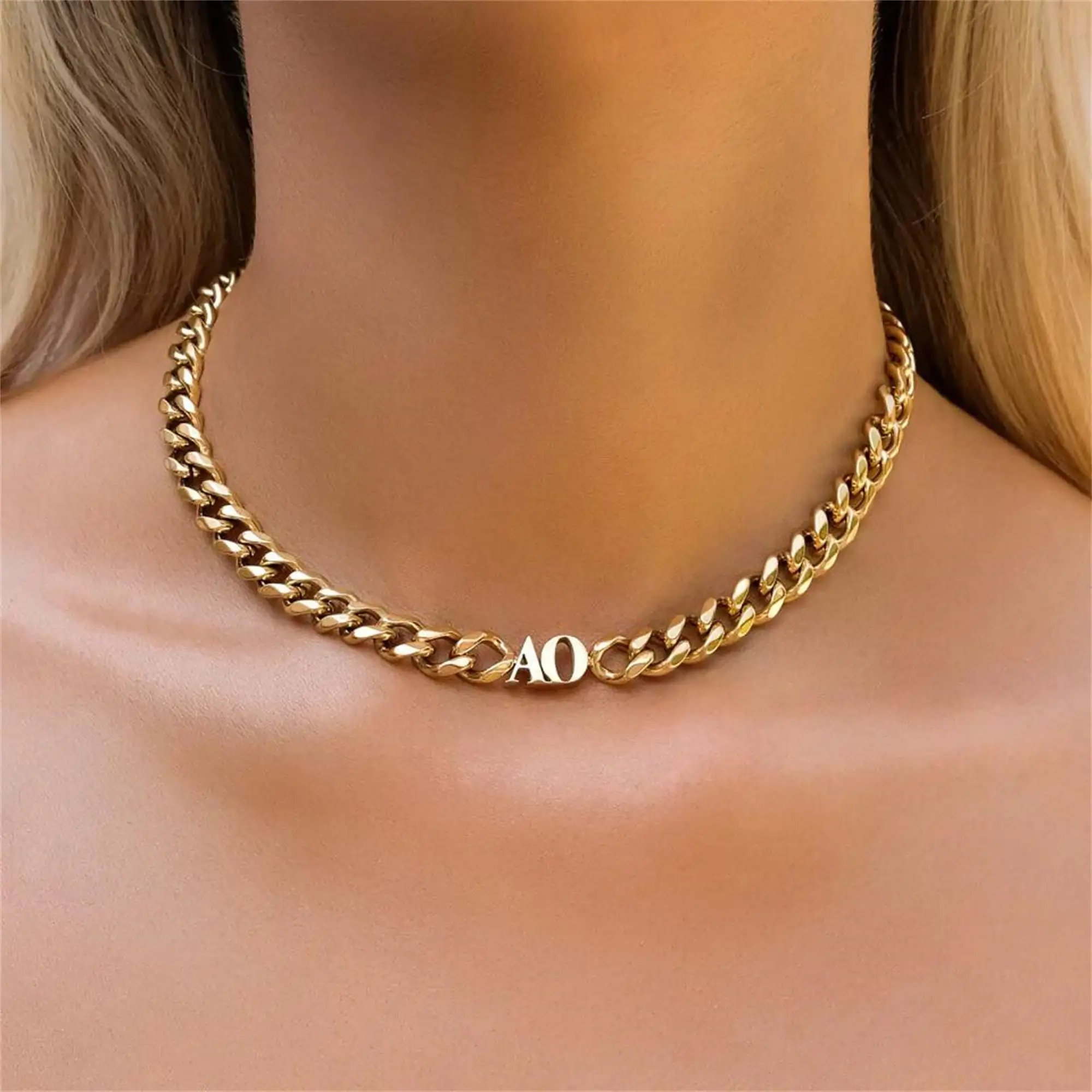 VishowCo Cuban Chain Necklace Custom Name Necklace Stainless Steel Chain Jewelry Hip Hop Women Men Necklace 2023