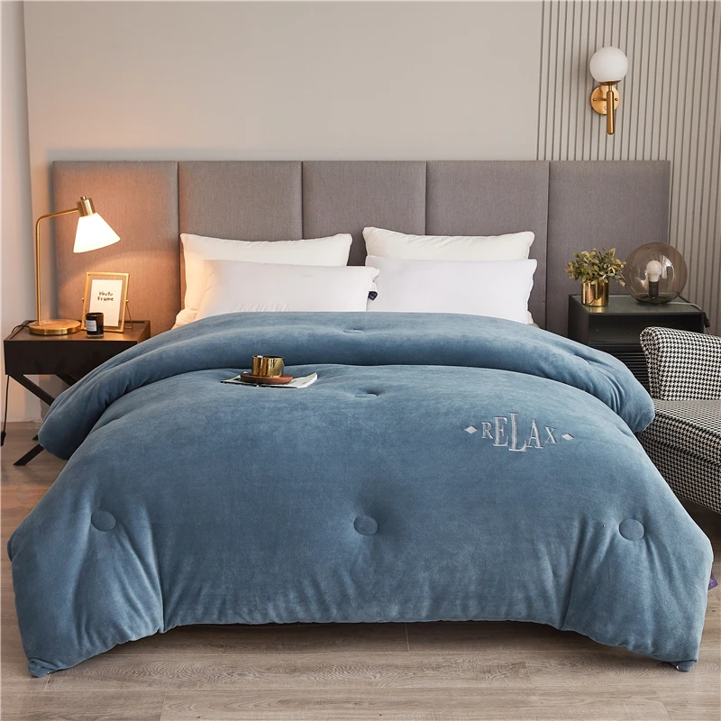 مزدوج الوجهين الحليب المخملية الشتاء المعزي سميكة الدافئة طبقة مزدوجة الفانيلا الملك الحجم لحاف للسرير الصلبة لينة أفخم الألحفة #4