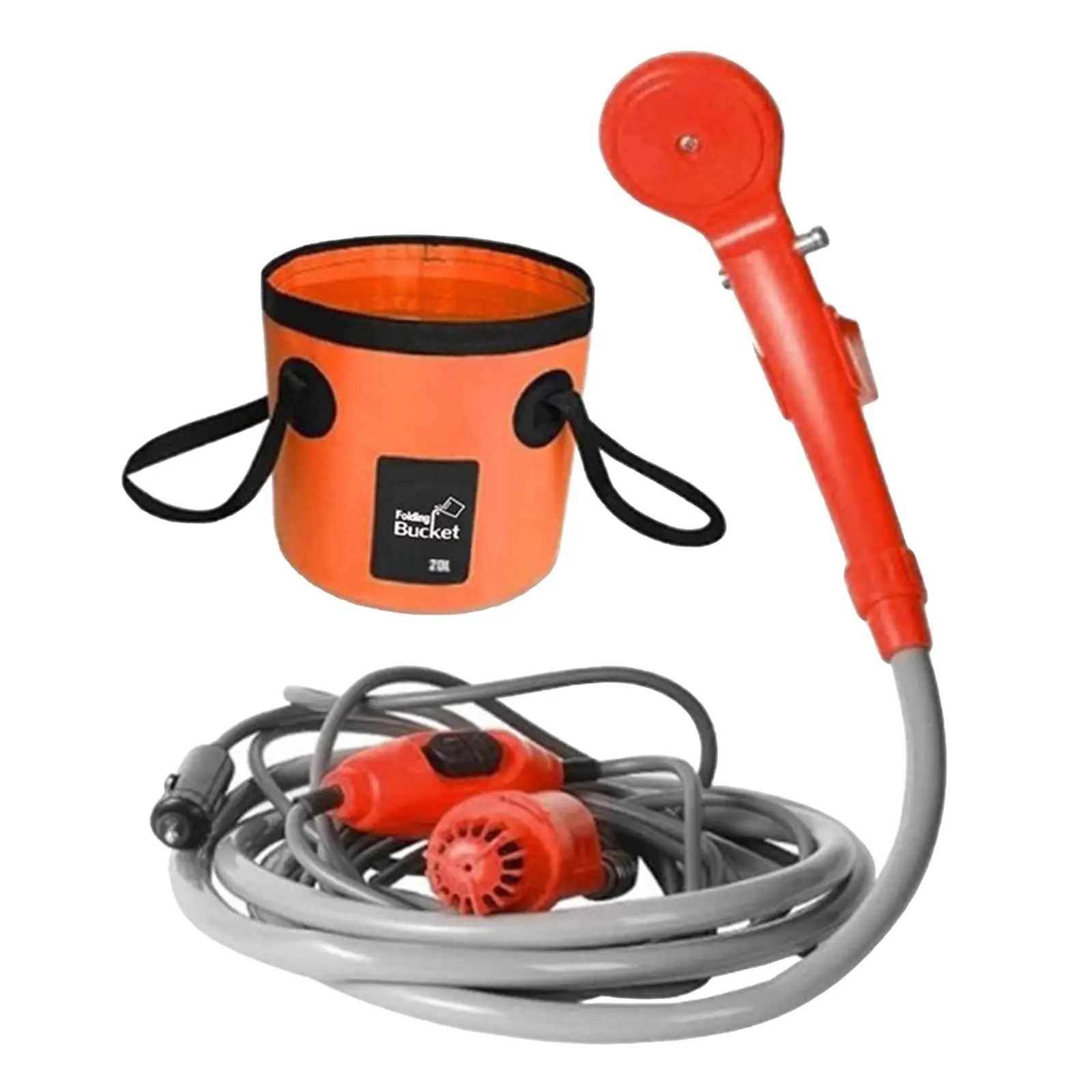 Portable Camping Shower Pump 12 Charging Travel Outdoor Shower Compact Bucket Bag