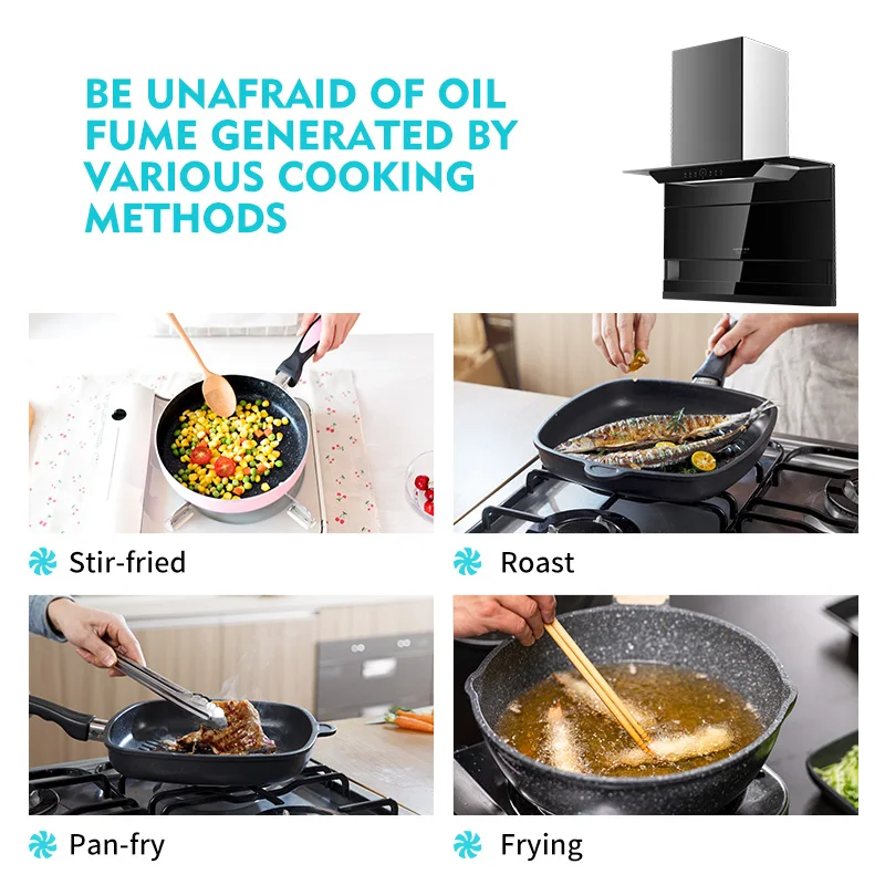 Okap kuchenny sterowany aplikacją, ultra cichy okap kuchenny z funkcją downdraft, okap kuchenny sterowany gestami