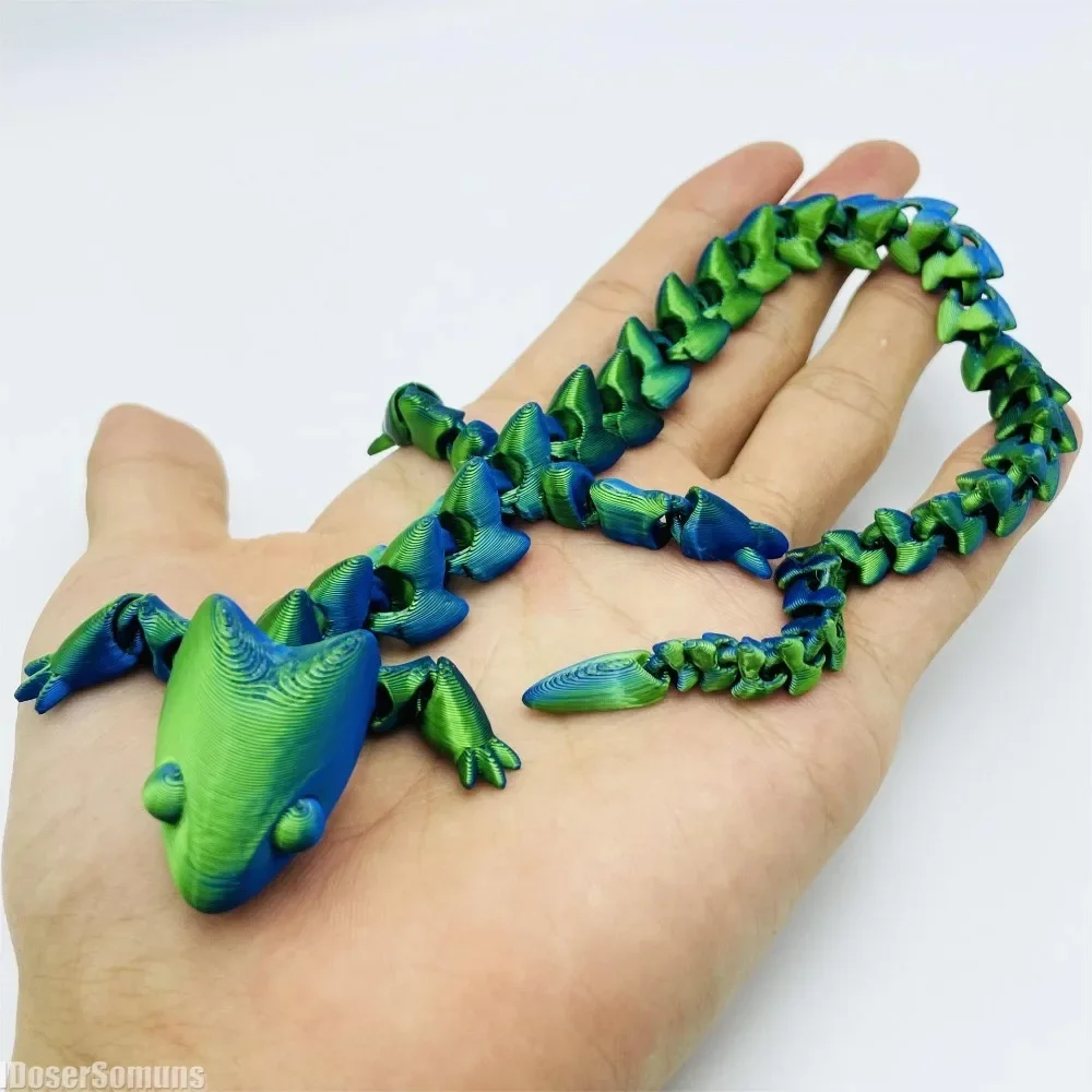 3D Printed Crystal Stone Dragon Full-body Jointed Movable Home Decorative Ornament Small Crawling Pet Toys