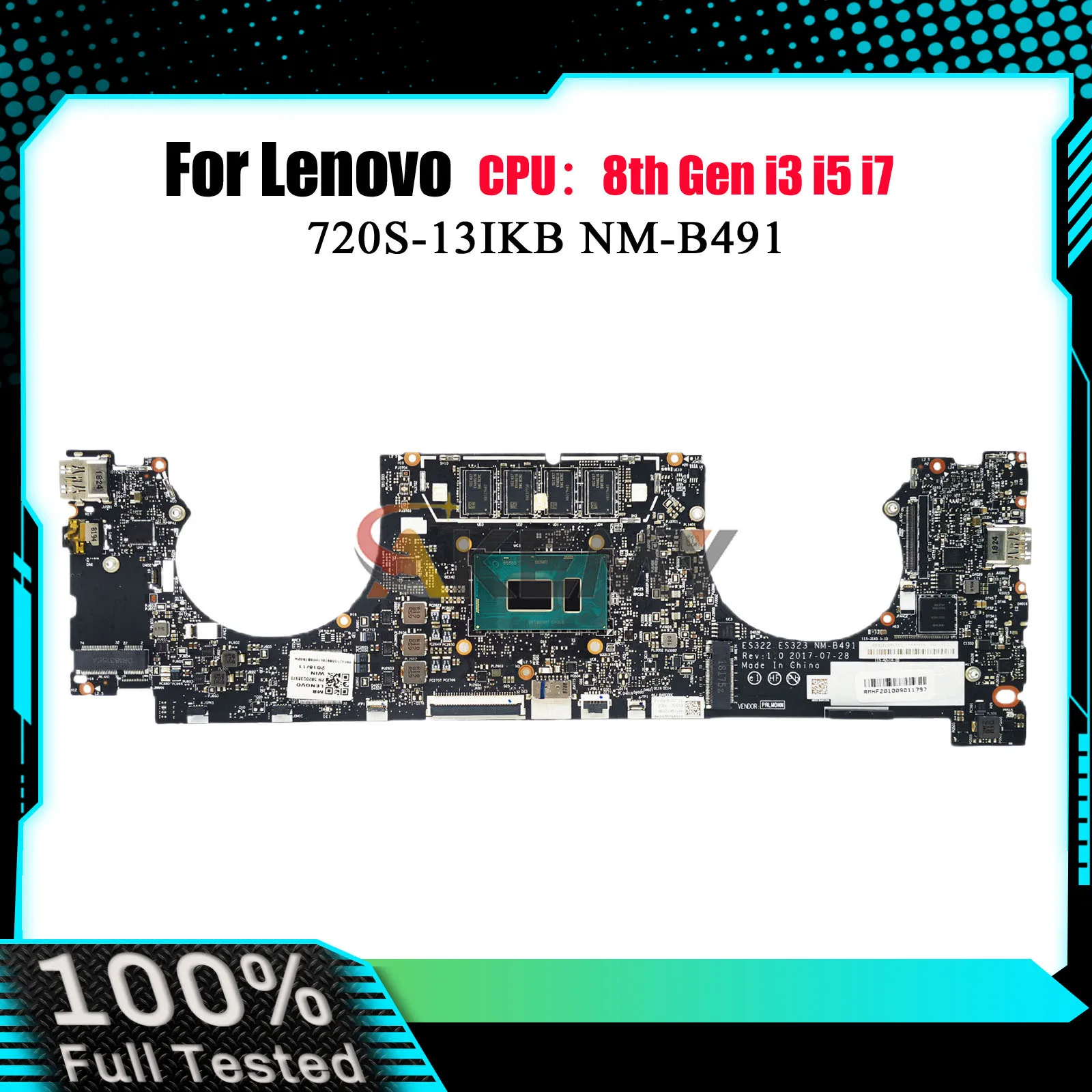 

Материнская плата ноутбука NM-B491 для Lenovo 720S-13IKB с i5 i7 8-го поколения 8 ГБ ОЗУ 100% полностью протестирована
