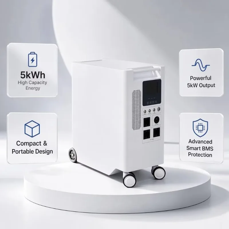 5kW 5.12kWh All-in-One Home Energy Storage System LiFePO4 Lithium Battery Solar Inverter Cabinet for Emergency