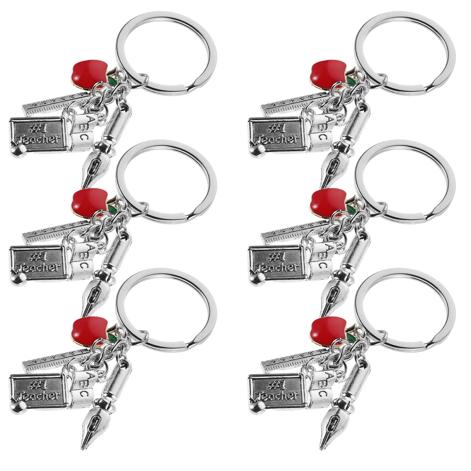 6Pcs Back to School Key Chains Student Keychains Teacher Appreciation Bulk Graduation Keychain Gifts Classroom Prizes Cute