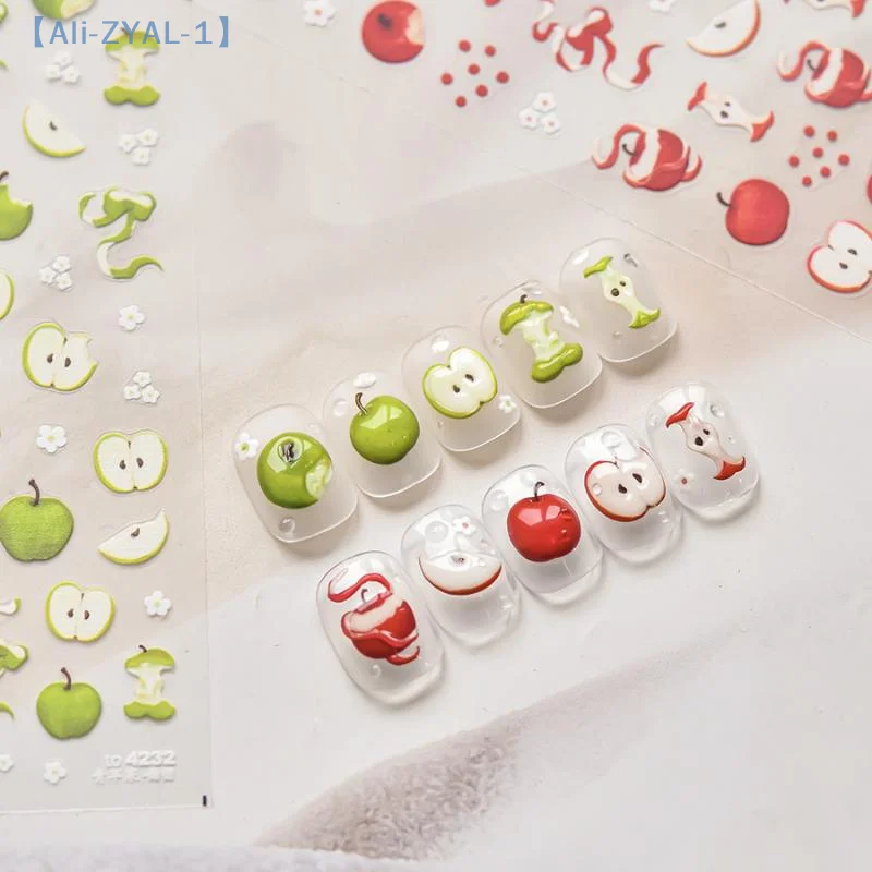 【ZYAL-1】ملصقات فنية لامعة وجذابة من الفاكهة الأساسية على شكل فيونكة وربطة عنق على شكل نجمة ذاتية اللصق ملصقات فنية للأظافر من حجر الراين الساحر #4