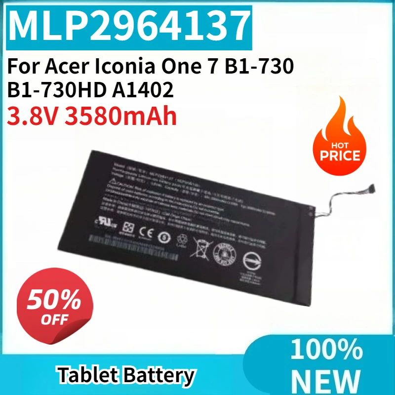 Replaceable New MLP2964137 3165142P 3.8V 3580mAh Tablet Battery for Acer Iconia One 7 B1-730 B1-730HD A1402