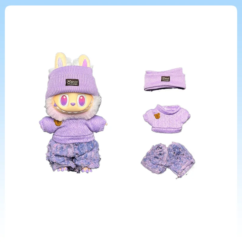 

For 15-17cm Labubu Doll Clothing Set 1st 2nd And 3rd Generations Lucky Purple Set Labubu Doll Clothing DIY Accessories Toy
