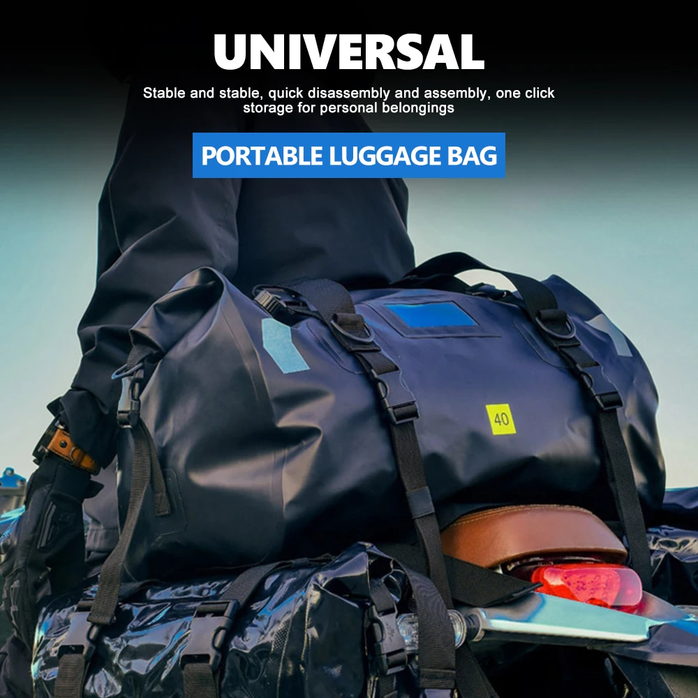 Motorcycle Dry Bag PVC Waterproof Reflective Tail Duffle Bag Skiing Travel Hiking Camping Boating Riding Fishing Outdoor Luggage
