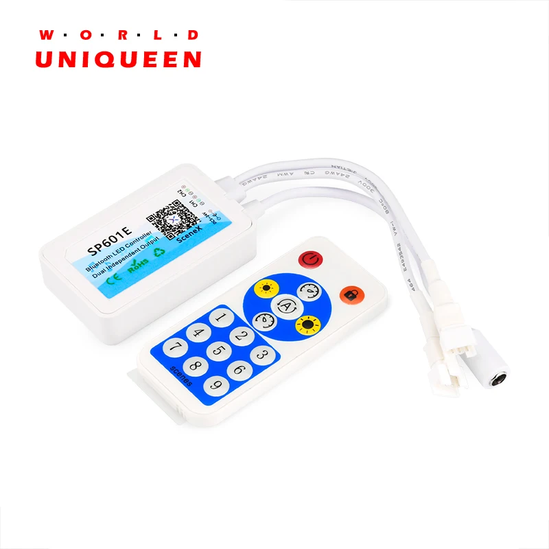 SP601E dual port output SPI pixel light controller, app ,RF remote, buttons 3 way control, onboard Mic music control