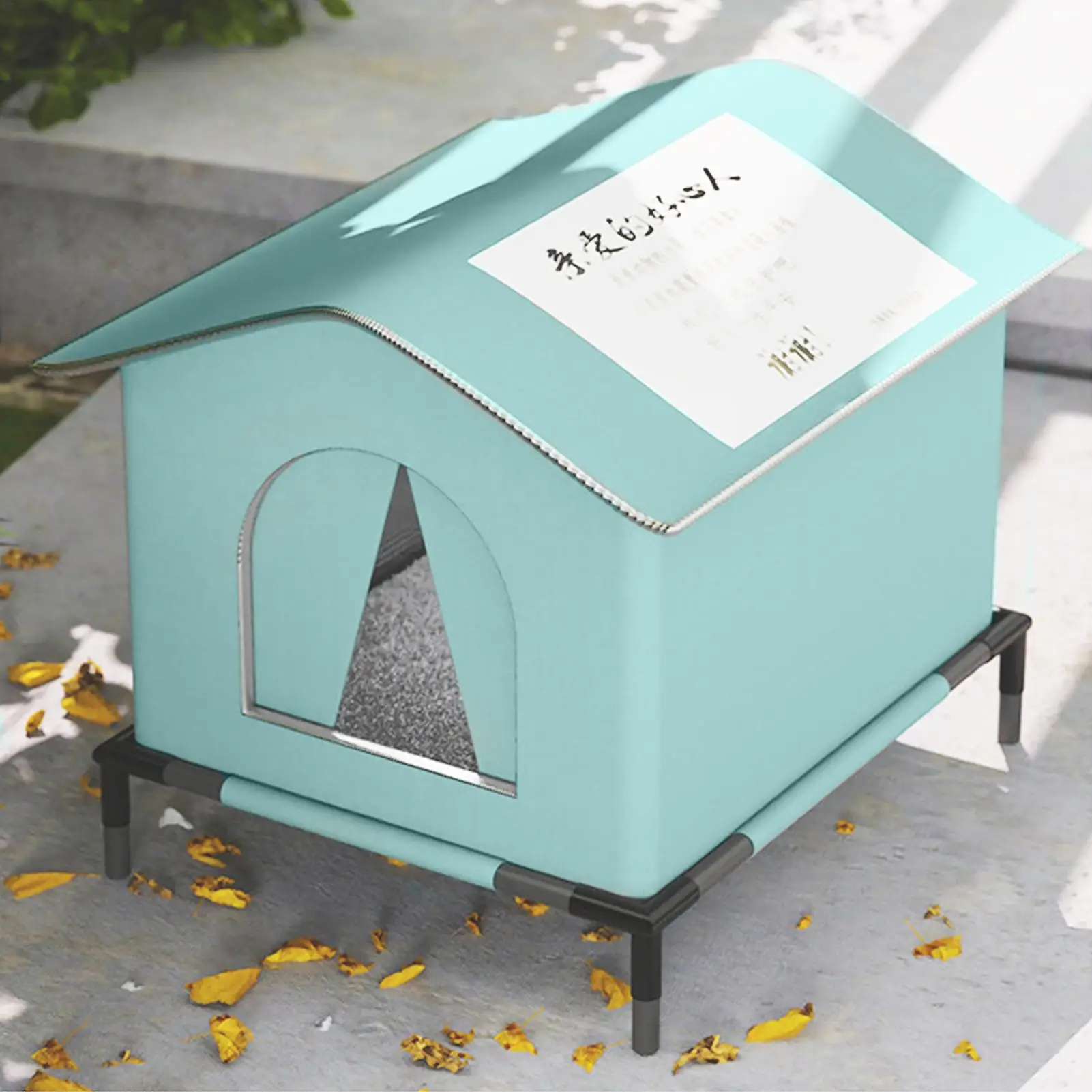 บ้านแมวกลางแจ้ง บ้านแมวกลางแจ้ง ทนทานต่อสภาพอากาศ พร้อมแผ่นรองและประตู บ้านแมวแบบมีฉนวนกันความร้อน สำหรับลูกแมว ใช้ได้ทั้งในลานบ้านและสวนหลังบ้าน