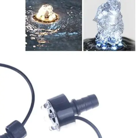 1PCS 6-LED Underwater Light Ring for Fish Pond Fountain Water Garden Warm/White AC Adapter Included Fountain Light Ornament