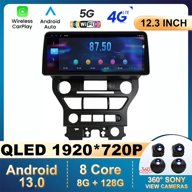 

12.3" Android 13 For Ford Mustang 2015 2016 2017 2018 2019 2020 Car Radio Video Player Stereo Multimedia Carplay GPS Navigation