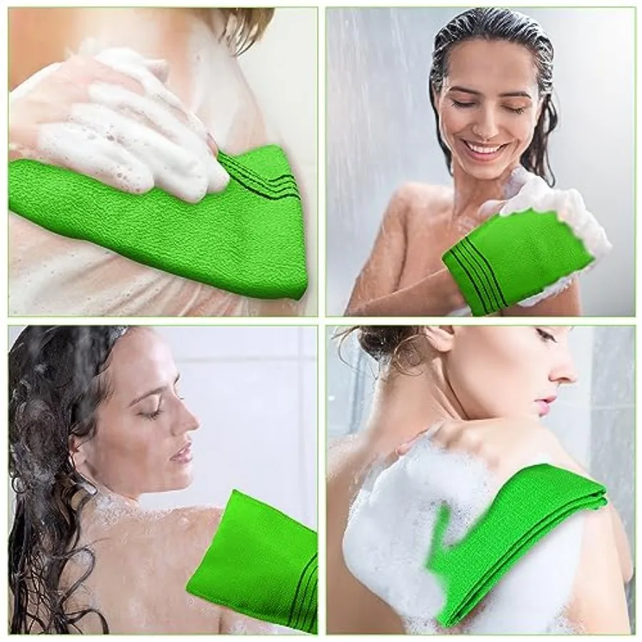 2 Pcs Korean Exfoliating Washcloth and Mitts Set Long Exfoliating Back Italy Towel Scrub Mitt Wash Cloth Scrubber for Women Men view 6