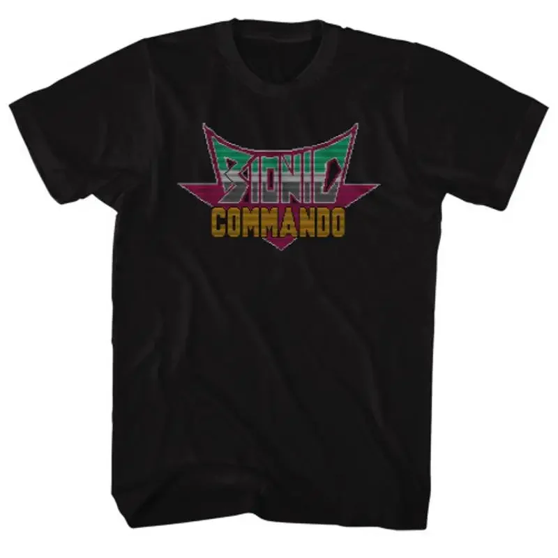 Bionic Commando Pixel Logo Black Adult T-Shirt