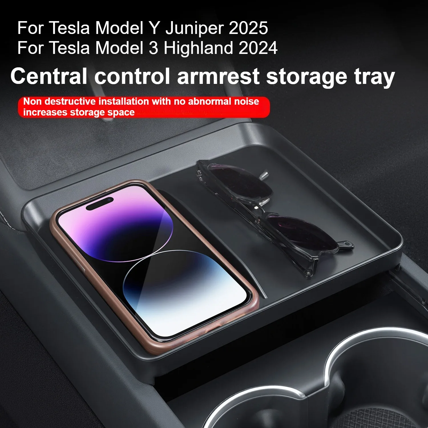 Central Control Armrest Storage Tray For Tesla Model Y/YL Juniper Model 3 Highland Center Console Food Dining Table Accessories
