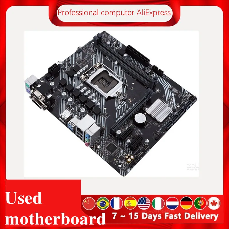 Used For Asus PRIME H410M-K motherboard Original Desktop Intel H410 H410M DDR4 Motherboard LGA 1200  i7/i5/i3 USB3.0 M.2 SATA3