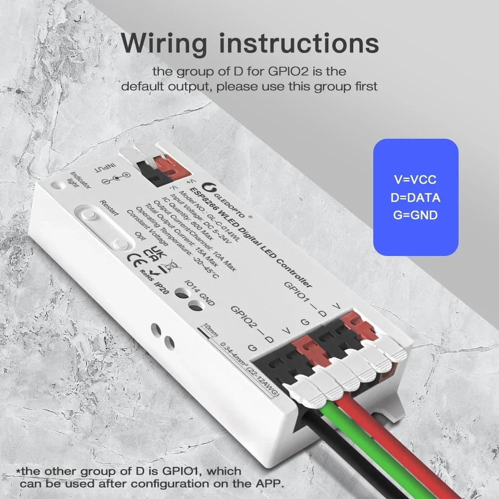 Imagem -05 - Gledopto Esp8266 Wled Controlador Led Dinâmico 800 Faça Você Mesmo Controle de Aplicativo para Ws2811 Ws2812 Sk6812 Tm1814 Ws2815 Pixel Strip Módulo Luz