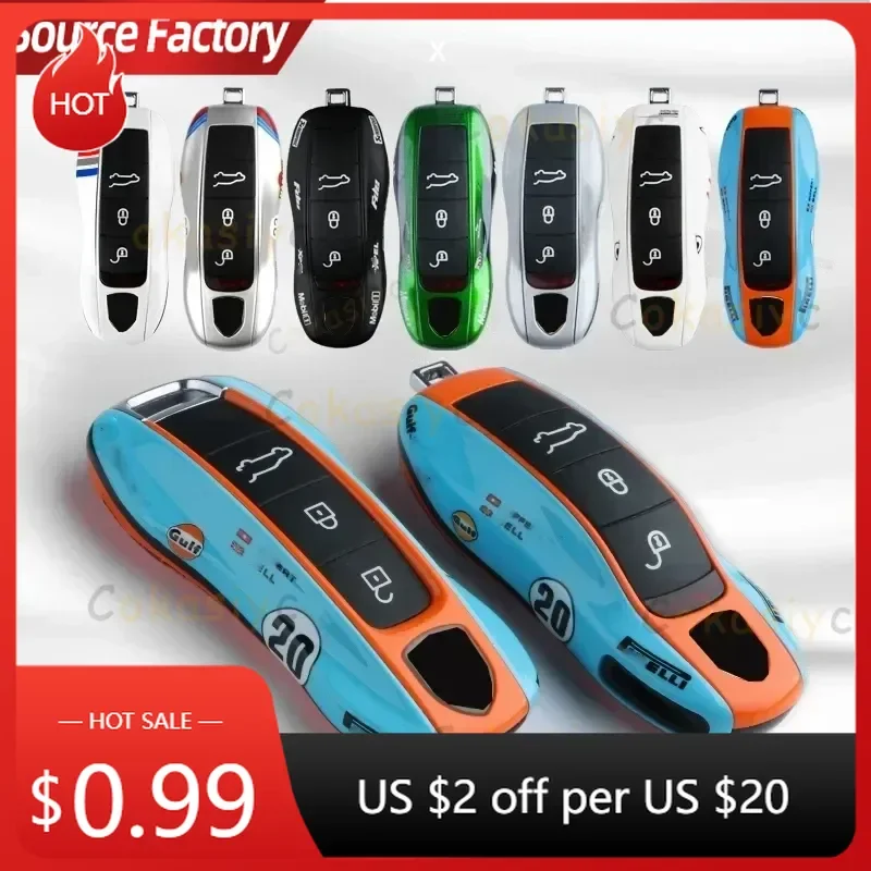 

Автомобильные наклейки, чехол для ключей от автомобиля для Porsche Cayenne 718 MACAN Panamera 911, Macan Boxster Cayman, сменная крышка с несколькими рисунками A