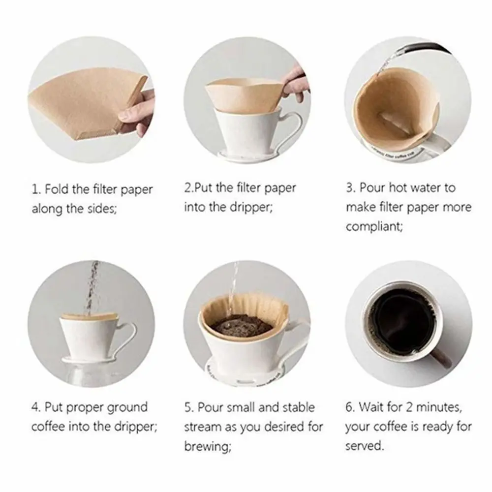 Shape Coffee Maker Accessories Coffee Machine Unbleached Strainer Sheet Coffee Filter Filter Paper Hand Drip Paper Filter Bag