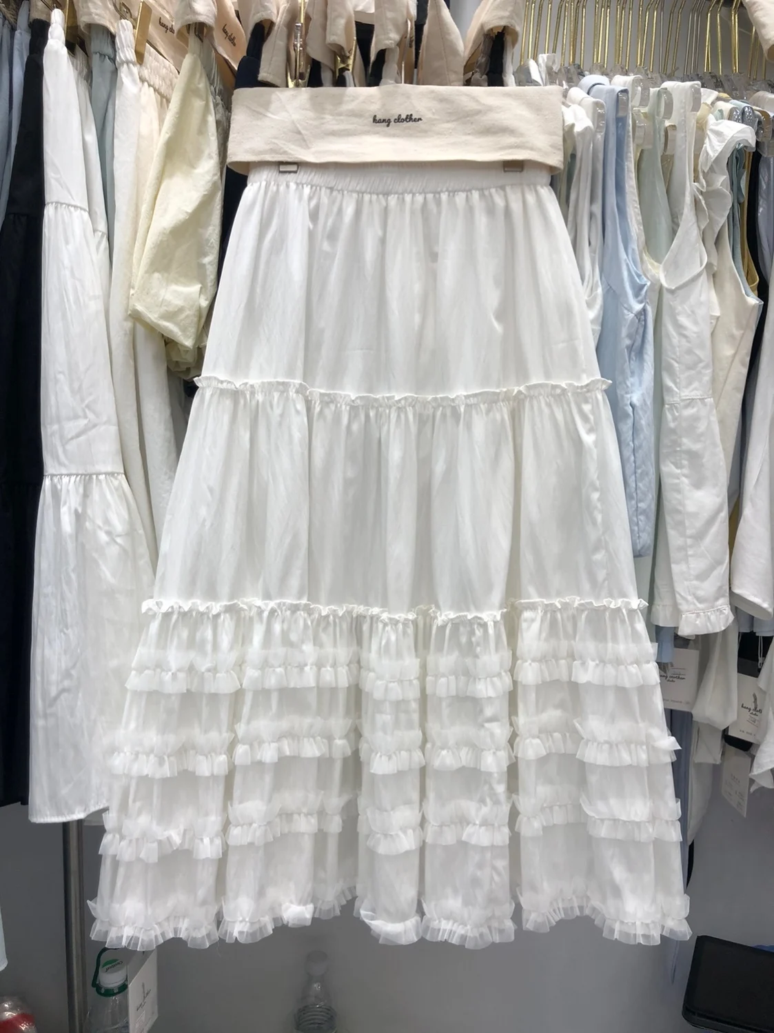 

Нежная белая кружевная юбка-кейк с вставками для женщин, А-силуэт, весна 2026, повседневная, универсальная, с высокой талией, свободного кроя