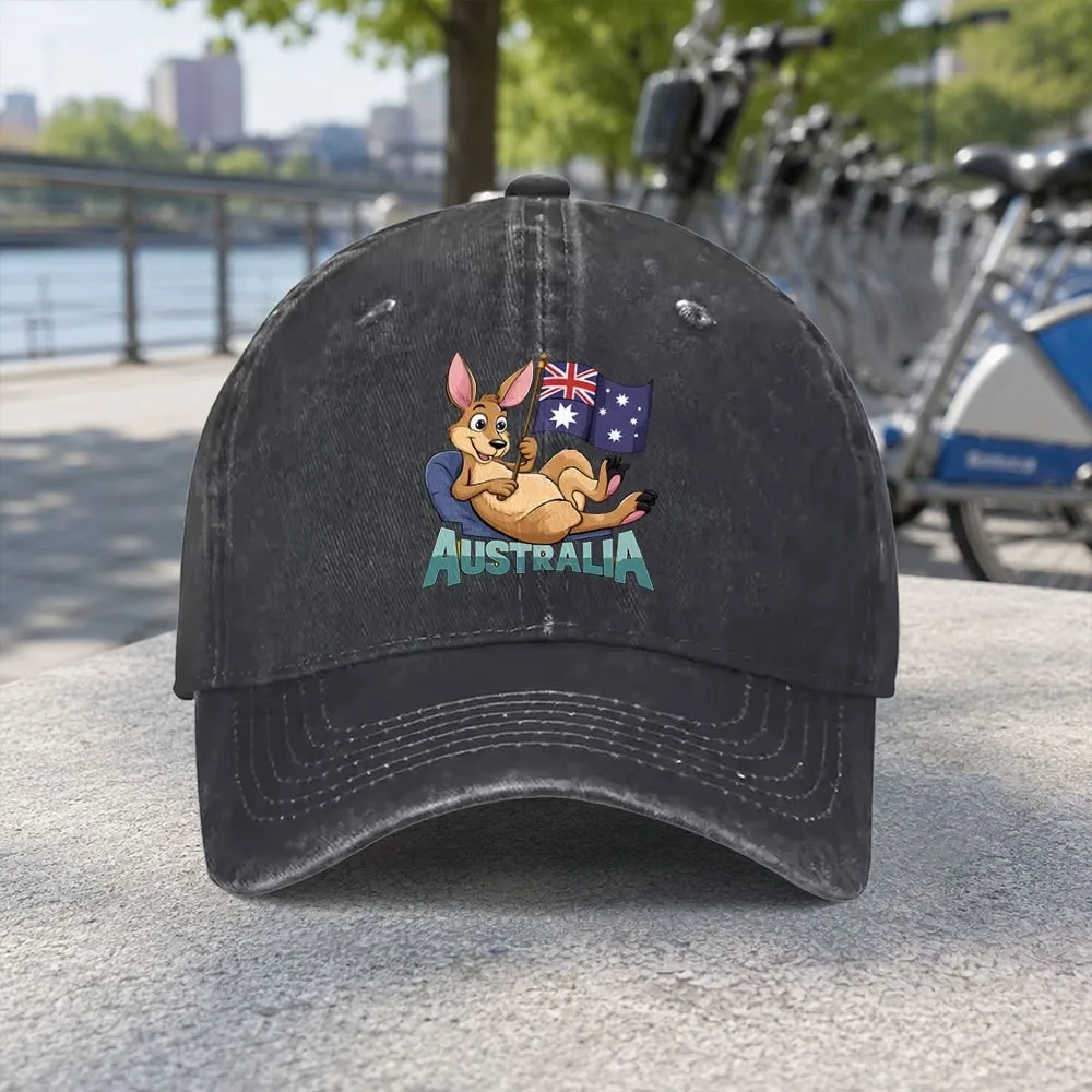 Australian-Kangaroo-Print-Baseball-Cap-Unisex-Washed-Cotton-Hat-for-Outdoor-Sports-Travel-Casual-Wear