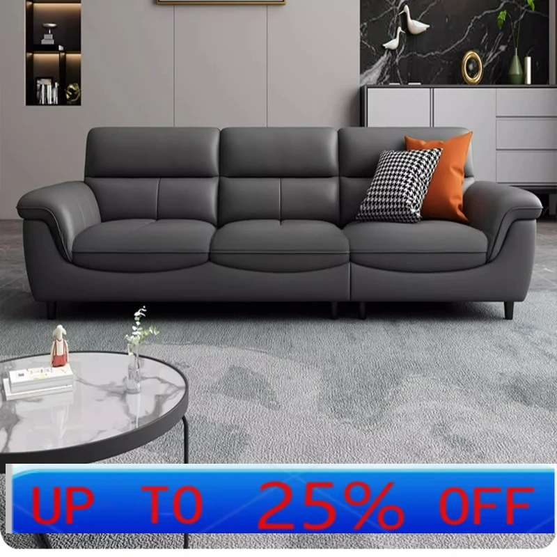 

LTT leather sofa living room small apartment modern simple light luxury three-person straight row sofa