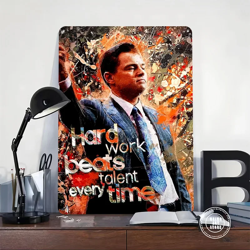 Hard Work Beats Talent Artwork Poster Customized Wall Art Vintage Metal Signs Retro Tin Plaque for Man Cave Decoration Bedroom