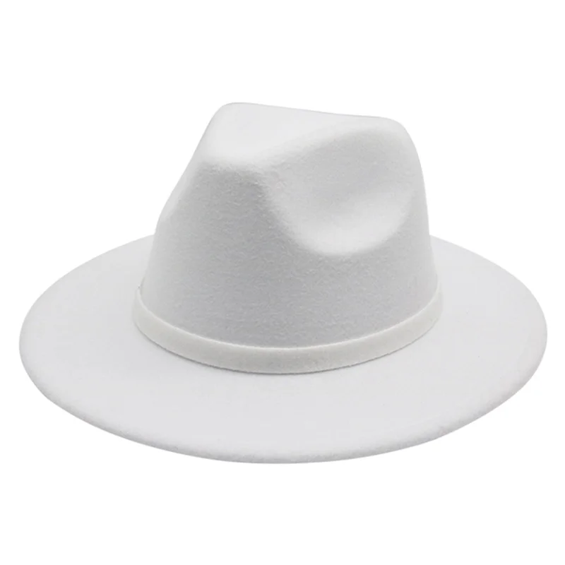 Women Hat Fedoras Winter Women\'s Hat Felted Cap Men Solid Band Casual Black White Wedding Fedora Hat Sombrero Hombre Sombrero