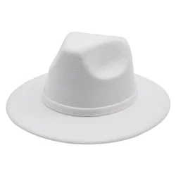 Kobiety kapelusz Fedoras zimowa czapka damska filcowana czapka mężczyźni solidna opaska w stylu Casual, czarny biały ślub kapelusz Fedora Sombrero Hombre Sombrero