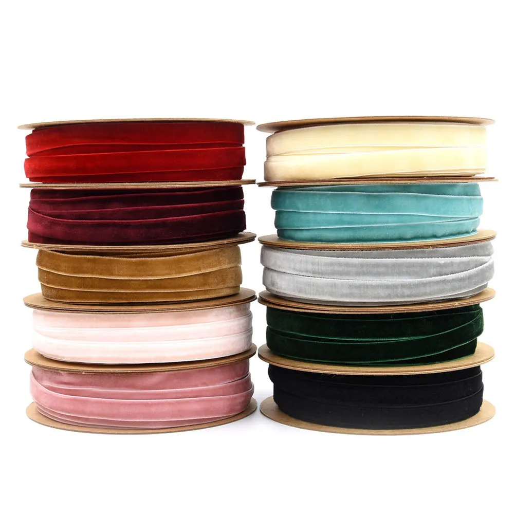 

1 Roll 1Cm Width Flocking Ribbon Black Cloth Ribbon For Gift Wrapping Diy Wedding Party Craft Accessories Decorative Band