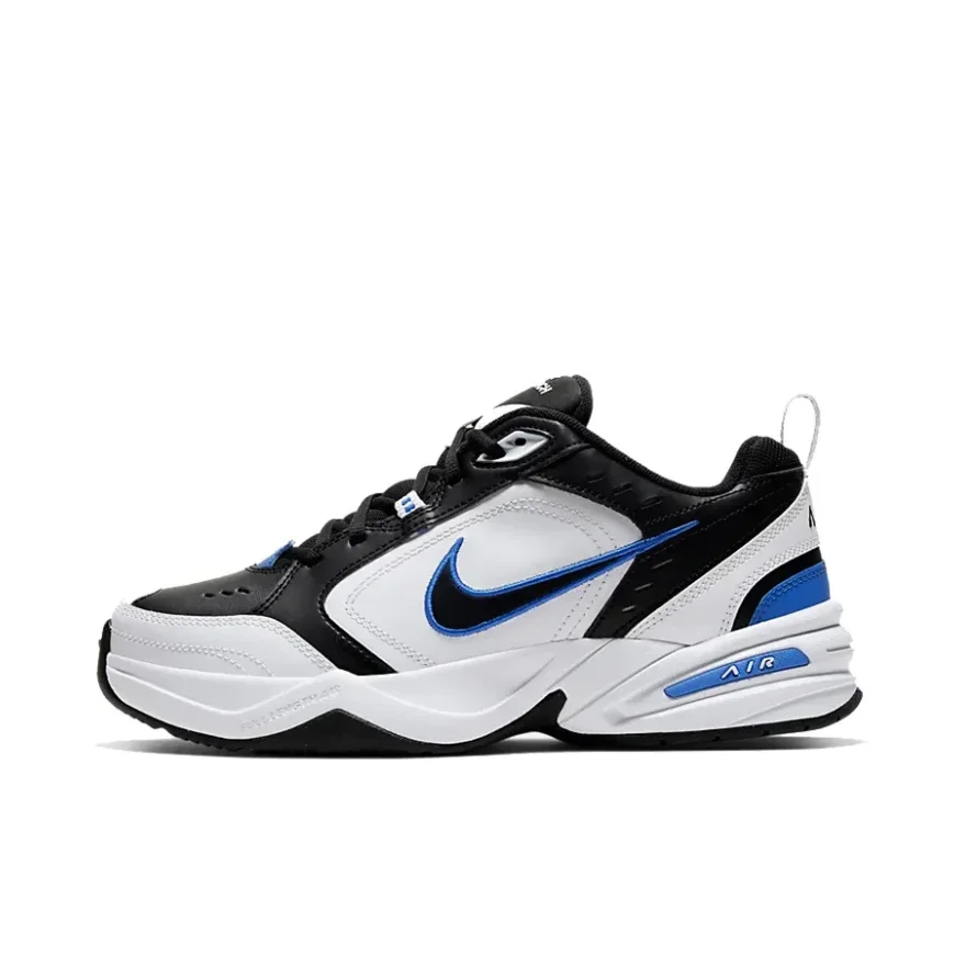 Nike Nuovo Elenco Air Monarch 4 Low Retro Casual Corsa Assorbimento degli urti Scarpe da ginnastica antiscivolo Nero e bianco Blu Colorway