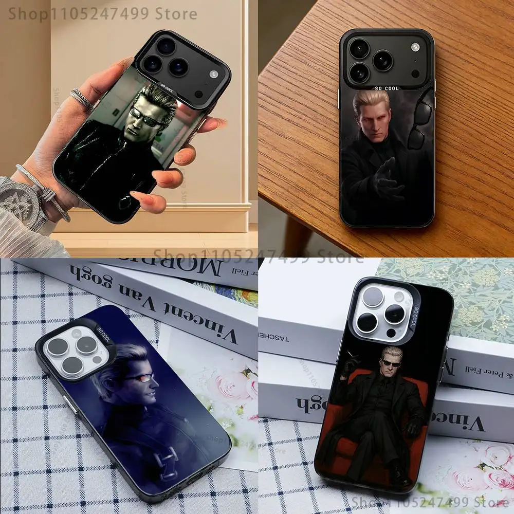 Capa de telefone A-Albert Wesker para iPhone 17,16,15,14,13,12,11, Mini, Pro, E, MAX cinza fosco silicone preto capa