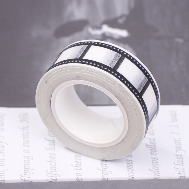 10M*15mm Tape Camera Roll Print Scrapbook DIY Sticker Decoration Japanese Tape Paper Black White Edges 10m