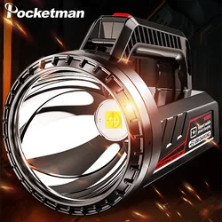 Most Powerful Handheld Flashlight High Power Spotlight Work Light USB Rechargeable Searchlight Long Range Torch Camping Lantern