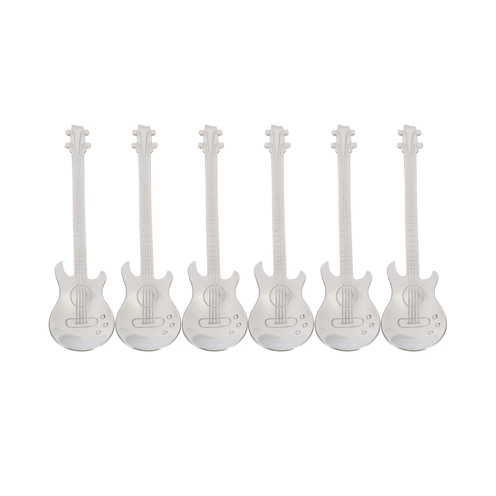 

Guitar Coffee Spoons 6-Pack Creative Cute Spoons Stainless Steel Teaspoons Stirring Spoon Guitar Shaped(Silver)