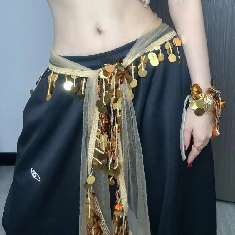 Mode Pailletten Quasten Taille Kette Für Frauen Mädchen Bauchtanz Jazz Dance Hip Hop Gürtel Taille Zubehör – Detail 2