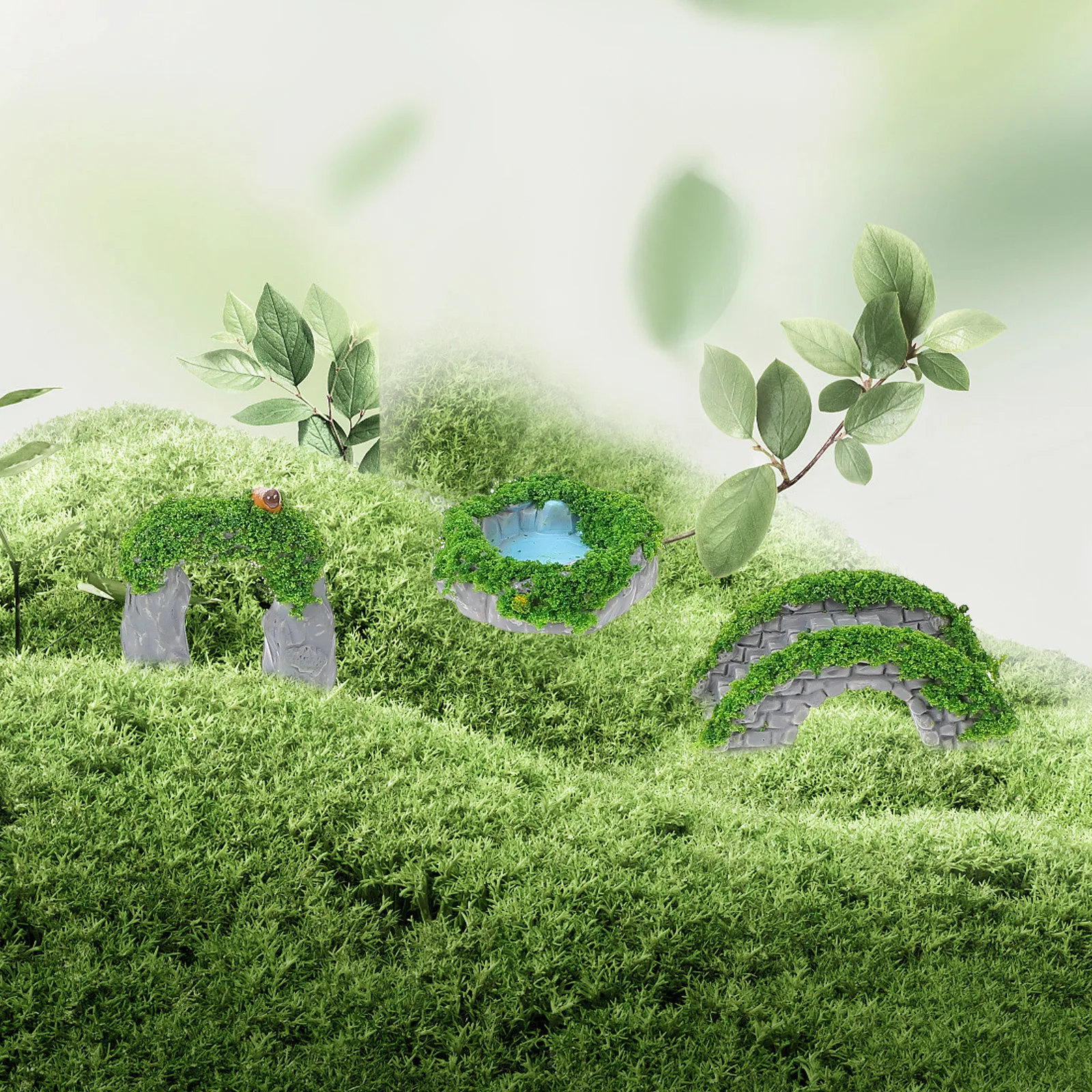 

1 set 1 Set Micro Landscape Decor Resin Rockery Garden Ornament For Miniature Fairy Garden Pond Succulent Accessory Landscaping