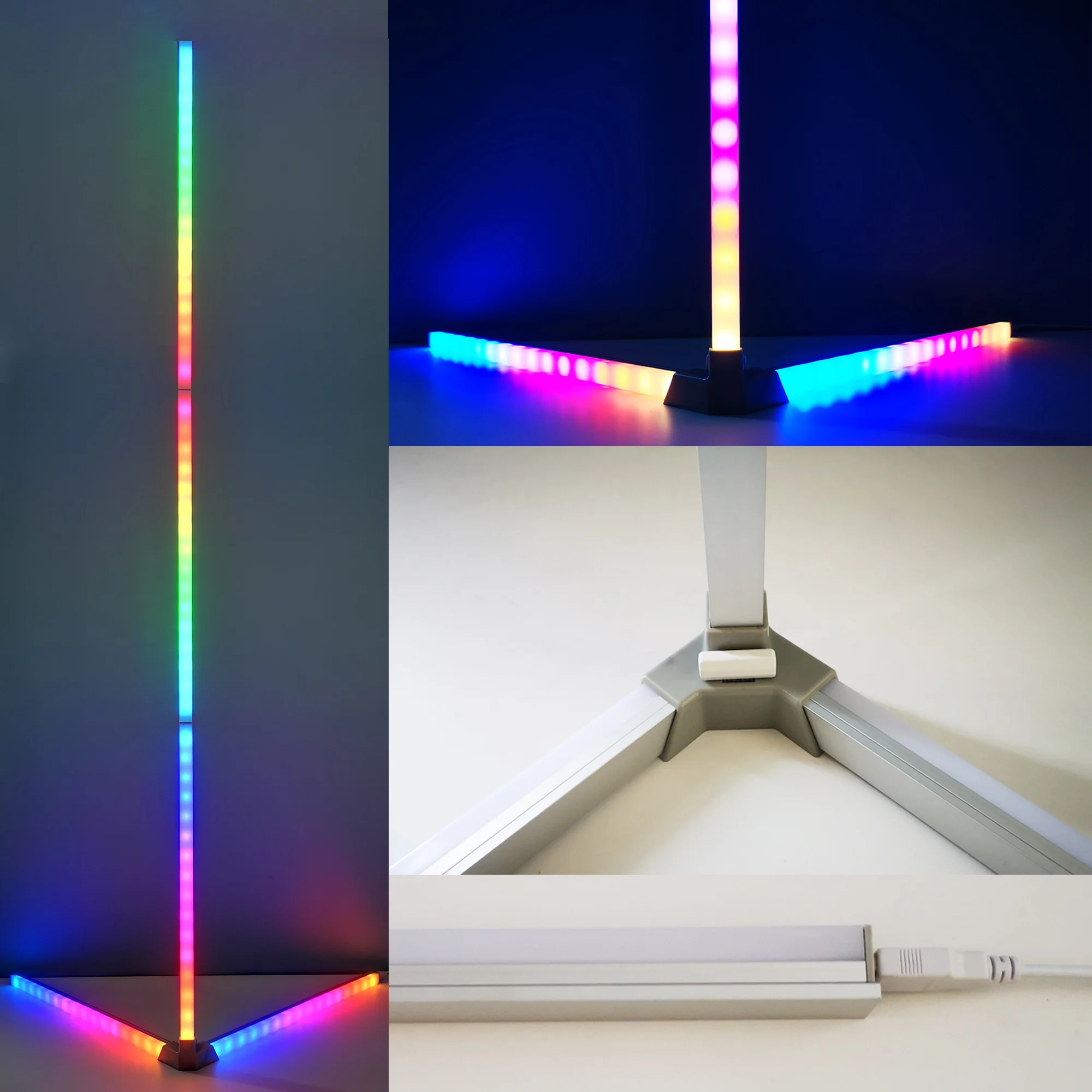 

New Design 2021 Splicing Corner Floor Lamp RGB Smart App or Remote Music Sync Modern Nordic Corner Standing Lamp for Gaming Room