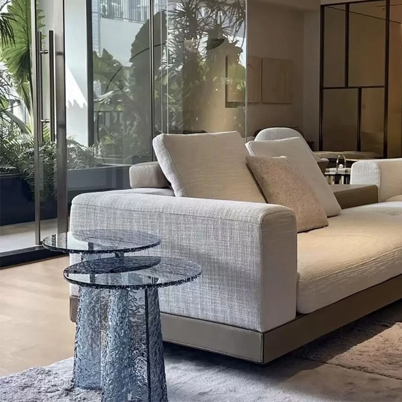 

Acrylic water ripple edge few simple modern living room balcony coffee table creative designer light luxury transparent corner