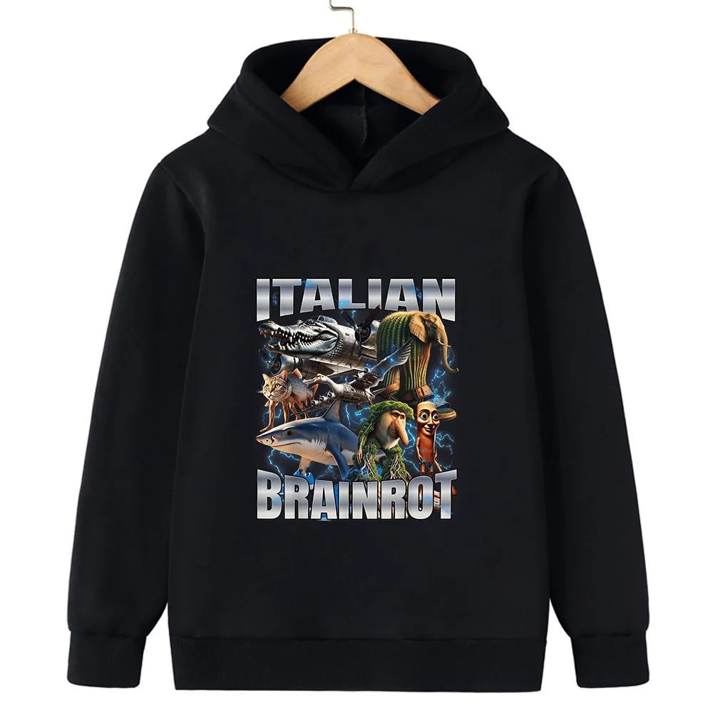 Italian Brainrot Assassin Cappuccino 3-12 Jahre Jungen Kapuzenpullover Kinder Herbst Winter Warmes Charakter-Sweatshirt – Detail 3