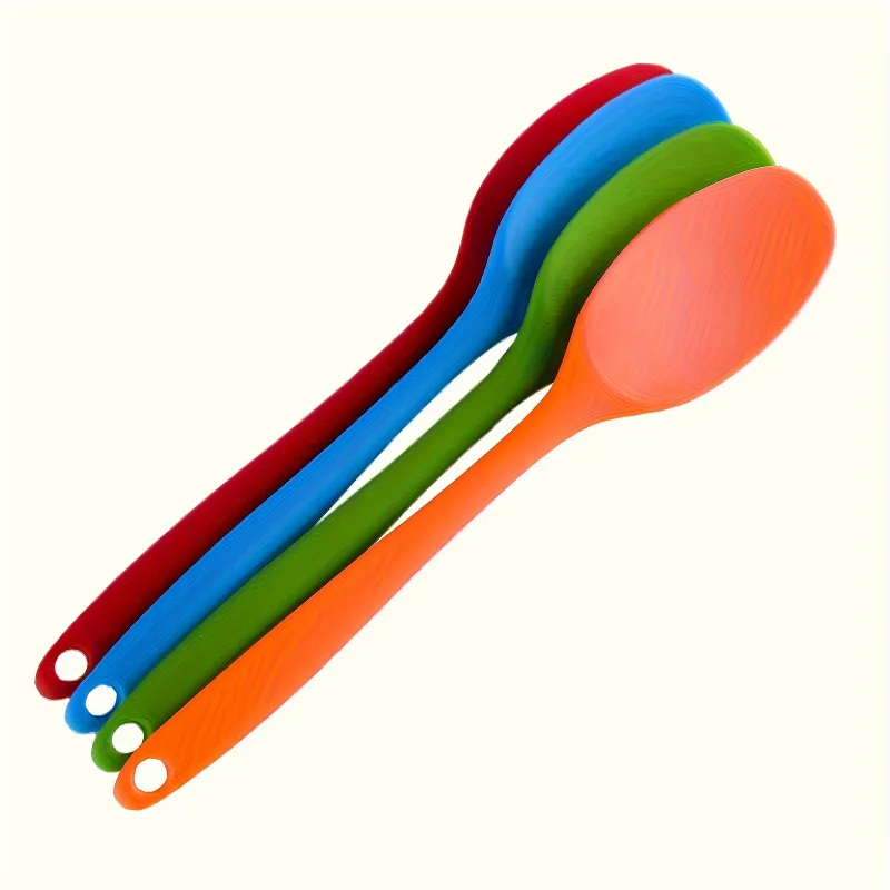 4Set of Silicone Mixing Spoons - Durable、Heat Resistant、Non-Stick，Suitable for Cooking、Baking、Stirring、Scratch，Synthetic Rubber