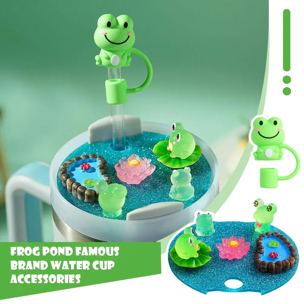 New LUMIOUS High-cute Frog Silicone Spill Proof Stopper Compatible High Cover Quality Straw Cup 2 Cup Cap Tool With Accesso P1S6