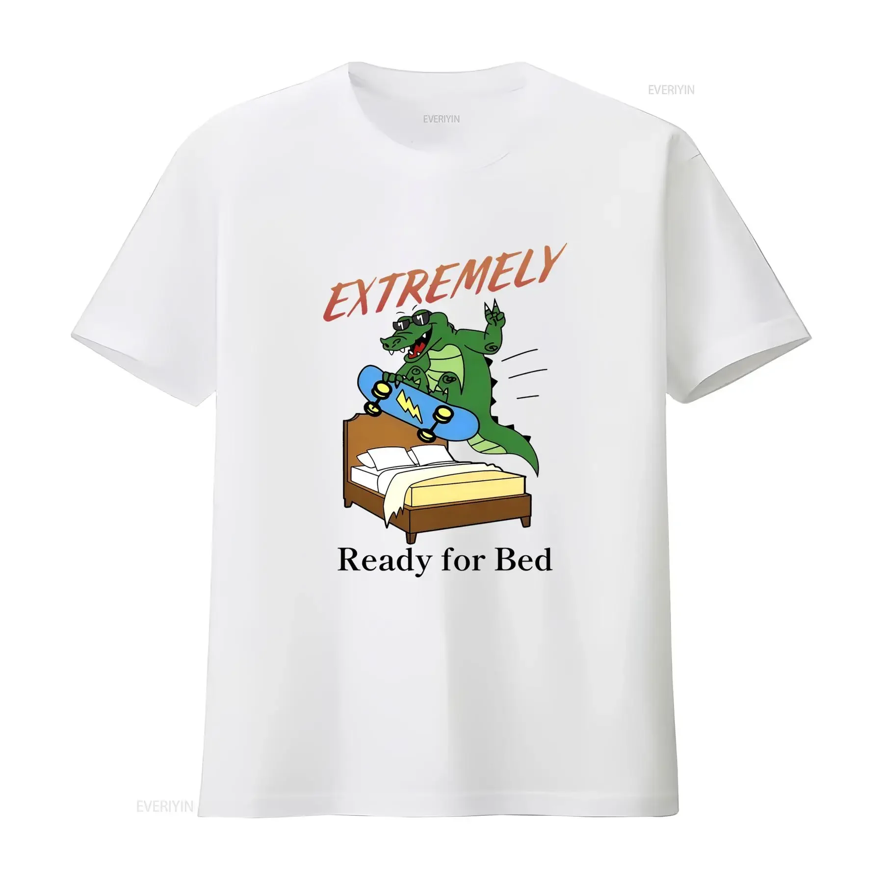 Extremely Ready For Bed T Shirt Funny Sleepy Dinosaur Skateboard Dank Meme vintage Washed streetwear Stretched Versatile