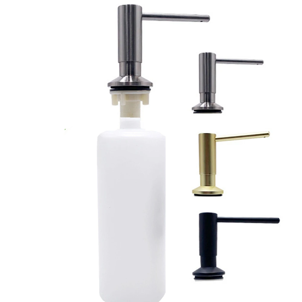 Black Stainless Steel Liquid Soap Dispenser Bathroom Sink Hand Soap Dispenser with 500ML Bottle/ Tube Silver Kitchen Accessories