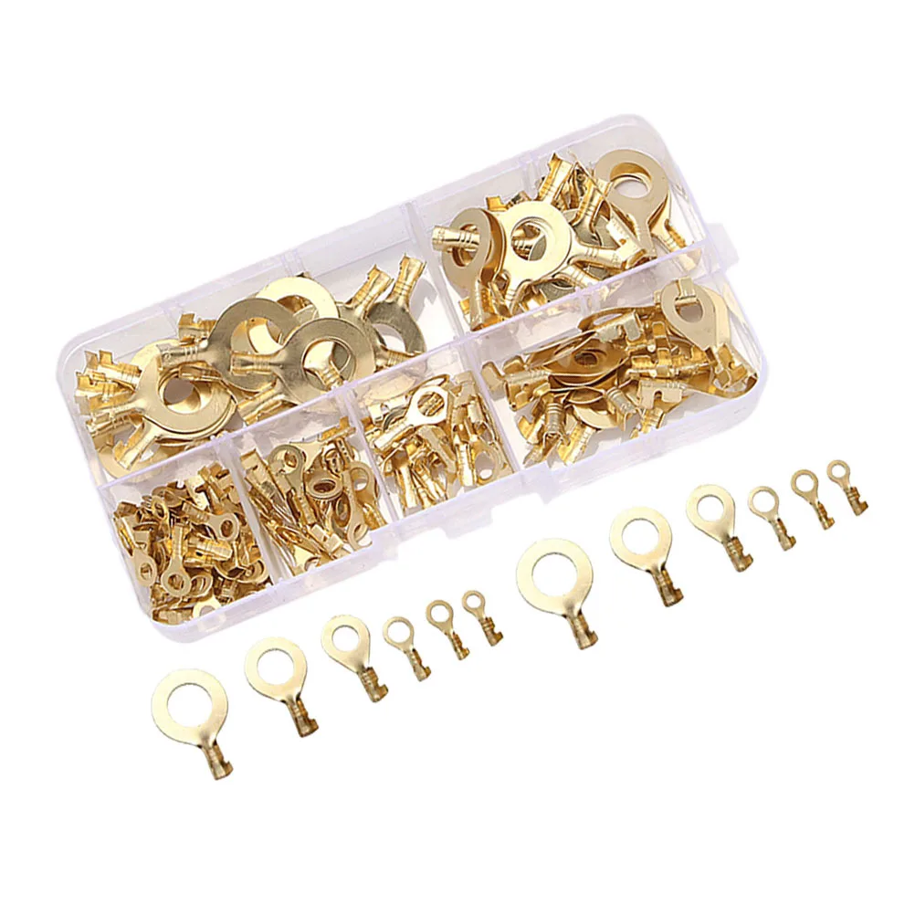 

150pcs Terminal Connector Kit 4 5 6 8 10Mm Copper Cold Pressed Electrical Terminals Insulated Crimp End Terminal Block