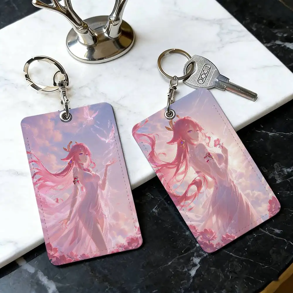 Porte-cartes Genshin Impact Yae Miko pour hommes et femmes, porte-clés pour carte d'accès communautaire, accessoires, cadeau