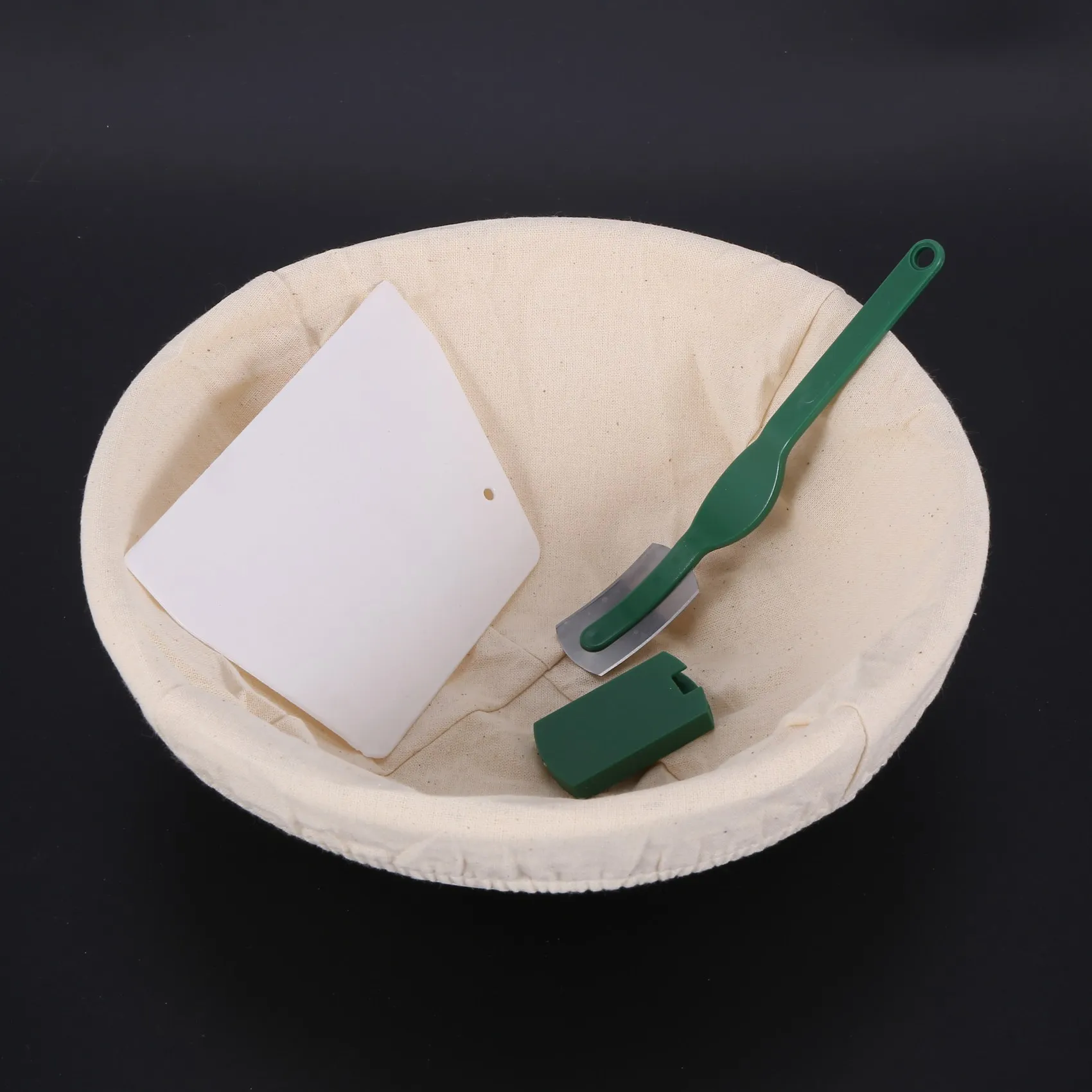 A333Z~9 inch Bread Proofing Basket Set Sourdough Entry Basket + Dough + Linen LINER Cloth for Dough Shape Baked Bread