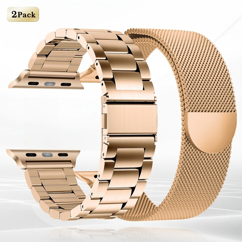 Three-bead+Magnetic Strap for Apple Watch Band 44mm 40 42 46 38 49 45 41mm Stainless Steel Bracelet iWatch 12 11 10 9 8 7 6 5 4