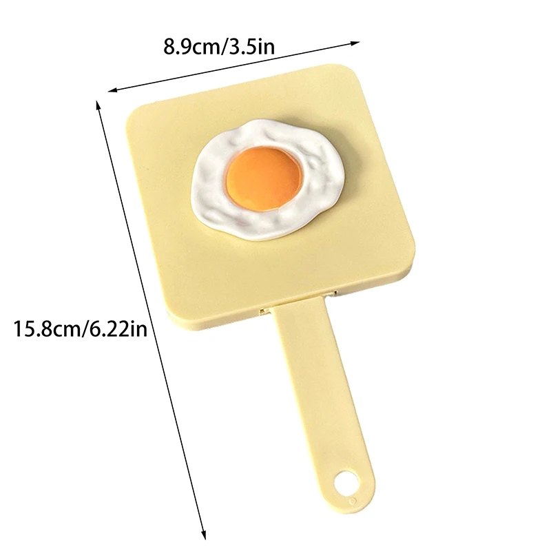 Handle Mirror Comb Portable Poached Egg Handle Mirror Yellow Quadrate Mirror Makeup Mirror With Comb For Girl Gift Makeup Tool
